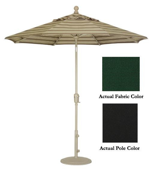 9' Crank Tilt Patio Market Umbrella - Black: Black Forest Green