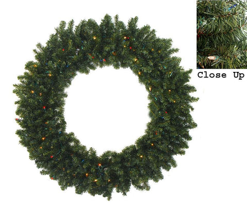 5' Pre-Lit Commercial Canadian Pine Artificial Christmas Wreath - Multi-Color Lights