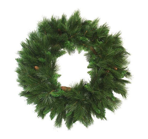 36" Green Long Needle Pine Artificial Christmas Wreath with Pine Cones - Unlit