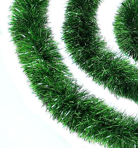 12' Soft and Sassy Green Christmas Tinsel Garland - Unlit