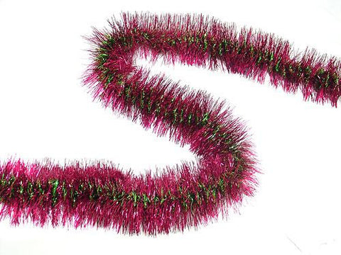 12' Luscious Red with Green Spiral Christmas Tinsel Garland - Unlit