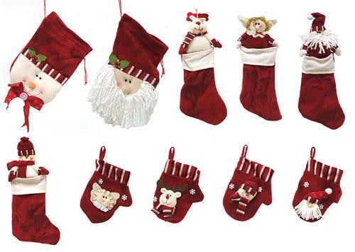 10-Piece Red Classics Christmas Stocking and Novelty Gift Bag Set