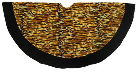 48" Tiger Animal Print with Black Trim Christmas Tree Skirt