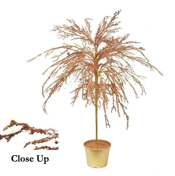 46" Potted Iced and Glittered Copper Artificial Christmas Topiary Tree - Unlit