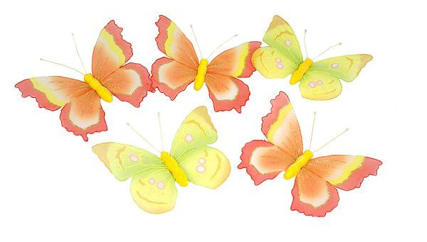 6' Yellow And Orange Glitter Mesh Butterfly Garland - 15" butterflies