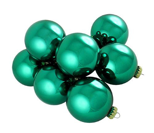 Club Pack of 36 Shiny Green Jewel Glass Ball Christmas Ornaments 2.75"