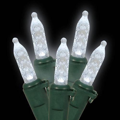 Set of 70 Polar White LED M5 Mini Christmas Lights - Green Wire