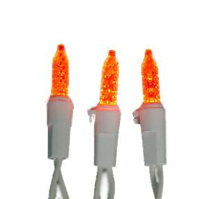 Set of 70 Orange LED M5 Mini Christmas Lights 6" Bulb Spacing - White Wire