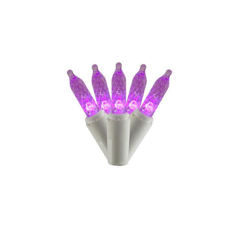 Set of 70 Purple LED M5 Mini Christmas Lights 6" Bulb Spacing - White Wire