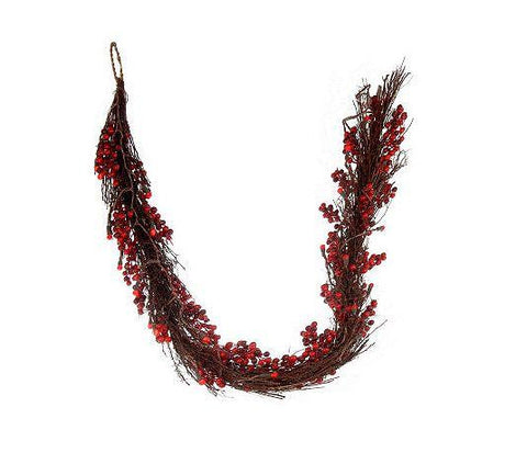 6' Battery Operated Pre-Lit LED Cranberry Twig Garland - Red Lights