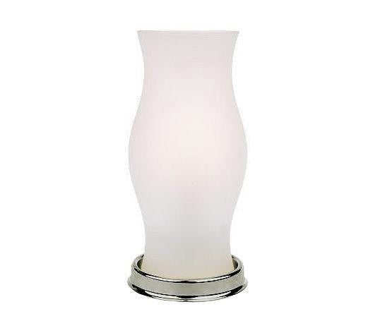 Battery Operated LED Hurricane Lamp with Frosted Glass Vase & Nickel Base