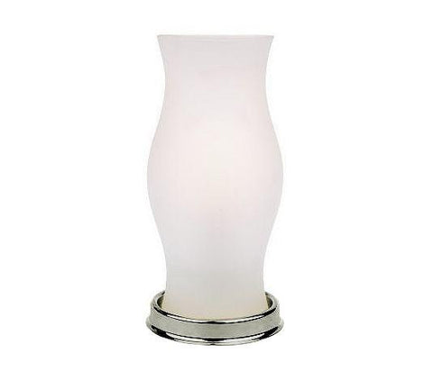 Battery Operated LED Hurricane Lamp with Frosted Glass Vase & Nickel Base