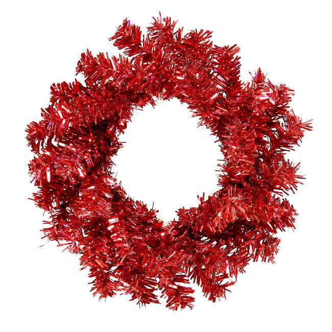 6" Mini Red Artificial Tinsel Christmas Wreath - Unlit