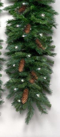 9' x 16" Pre-Lit Cheyenne Pine Artificial Christmas Garland - Clear Lights