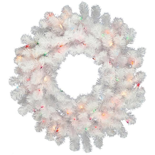 36" Pre-Lit Crystal White Spruce Artificial Christmas Wreath - Multi Lights