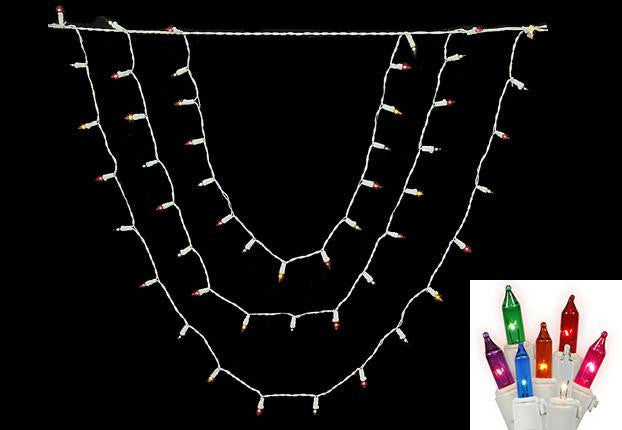 Set of 150 Multi-Color Swag Mini Christmas Lights - White Wire