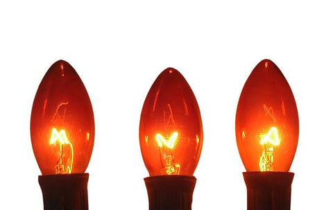 Pack of 25 C9 Transparent Amber Replacement Christmas Light Bulbs