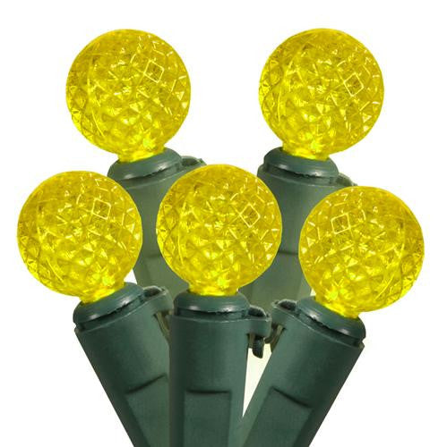 Set of 50 LED Yellow G12 Berry Fashion Glow Christmas Lights - Green Wire