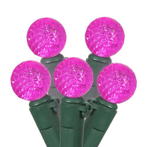 Set of 50 Pink LED G12 Berry Fashion Glow Christmas Lights - Green Wire