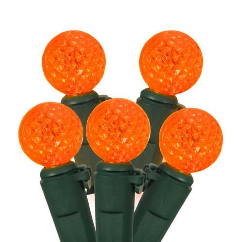 Set of 50 Orange LED G12 Berry Fashion Glow Christmas Lights - Green Wire