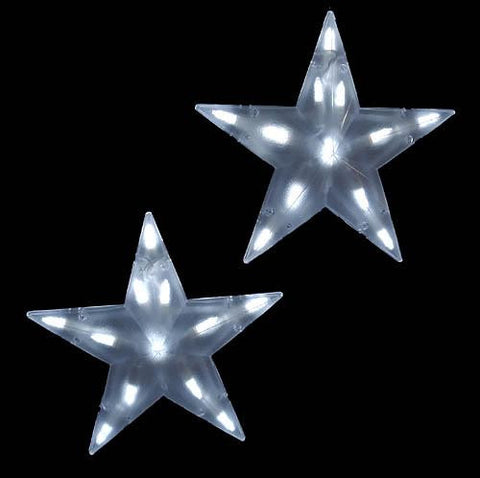 Set of 3 Pure White Frosted LED 3-D Star Icicle Christmas Lights - White Wire