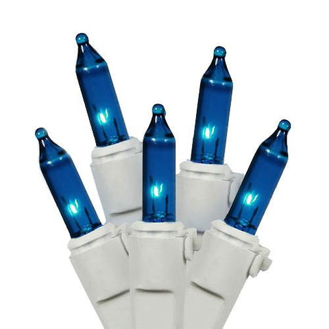 Set of 150 Heavy Duty Blue Mini Christmas Lights - White Wire Connect 6