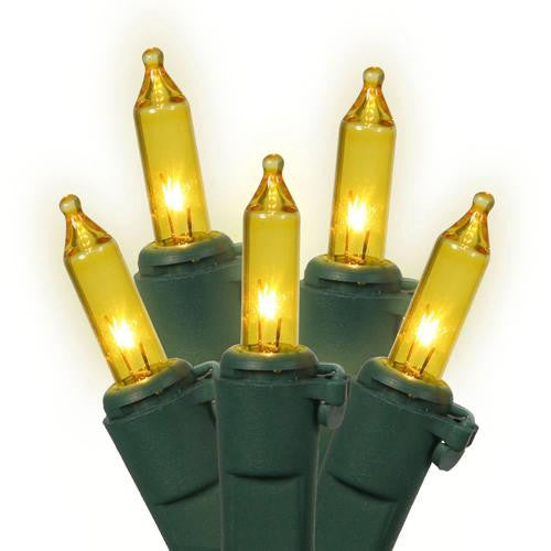 Set of 150 Heavy Duty Yellow Mini Christmas Lights - Green Wire Connect 6