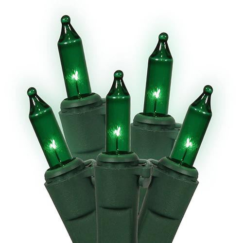 Set of 150 Heavy Duty Green Mini Christmas Lights - Green Wire Connect 6