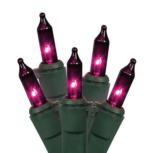 Set of 150 Heavy Duty Purple Mini Christmas Lights - Green Wire Connect 6