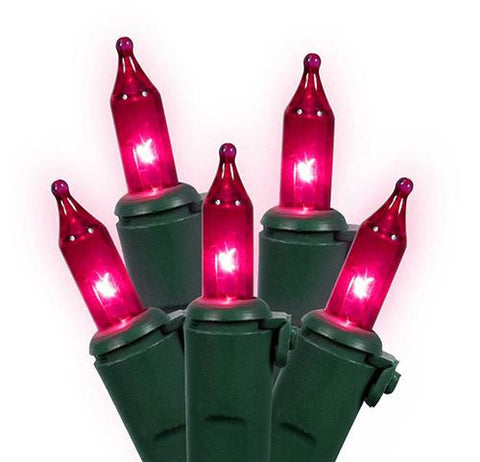 Set of 150 Heavy Duty Pink Mini Christmas Lights - Green Wire Connect 6