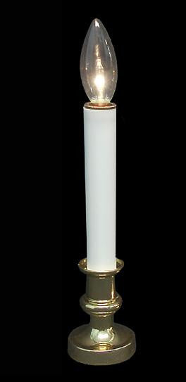 9" Brass Plated Single Lighted Christmas Candle Lamp - Automatic Sensor Light