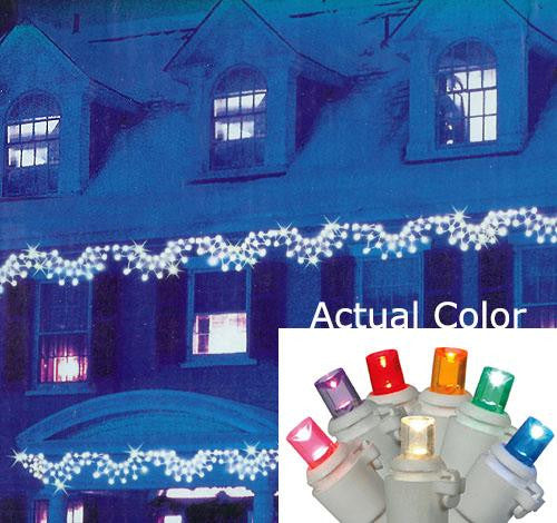 Set of 150 Multi-Color LED Wide Angle Swag Christmas Lights - White Wire