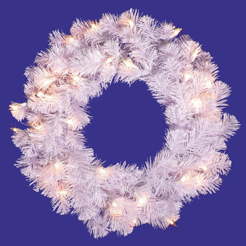 20" Pre-Lit Crystal White Artificial Christmas Wreath - Clear Dura Lights