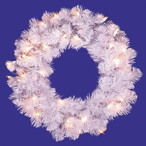 20" Pre-Lit Crystal White Artificial Christmas Wreath - Clear Dura Lights