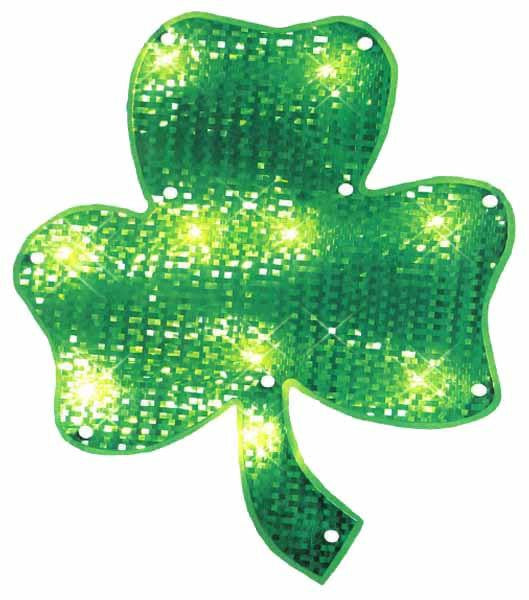 15" Lighted St. Patrick's Day Irish Shamrock Window Silhouette Decoration